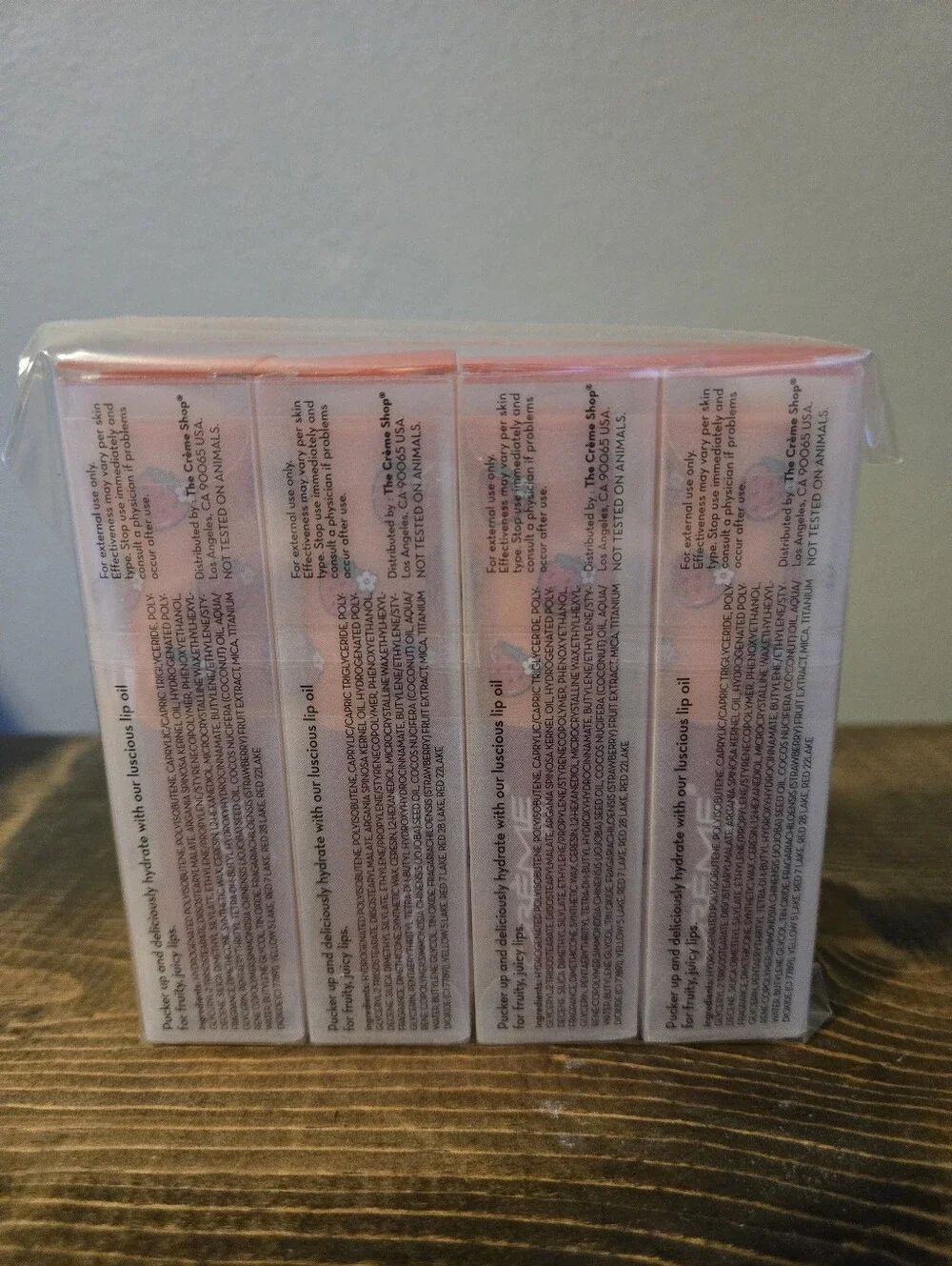 Set Of 4 The Creme Shop Luscious Lip Oil Strawberry Jelly
